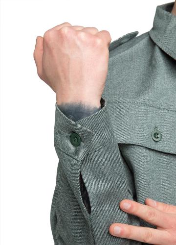Swiss Work Jacket, New Model, Unissued. Button cuff.